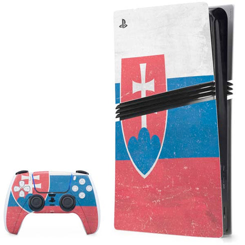 Slovakia Flag Distressed PS5 Pro Bundle Skin